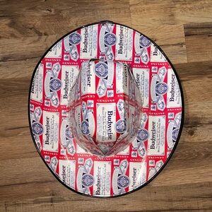 Cardboard Budweiser Cowboy Hat - Red, White, and Blue
